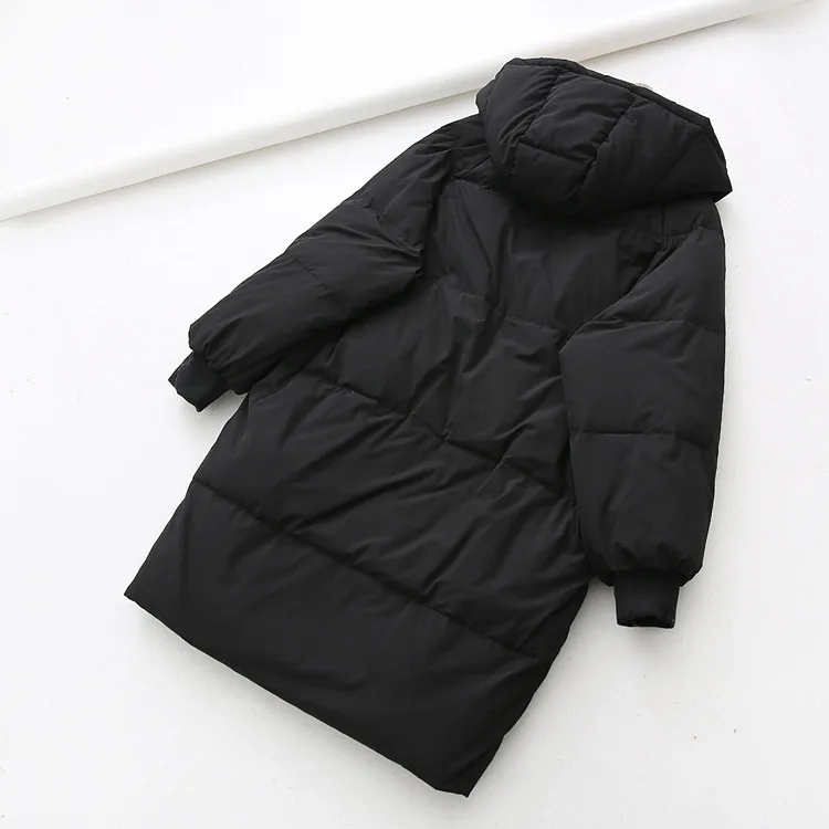7fs49 Winter New Style Versatile Fashion Loose Slimming Versatile Mid-length Hooded down Jacket Coat