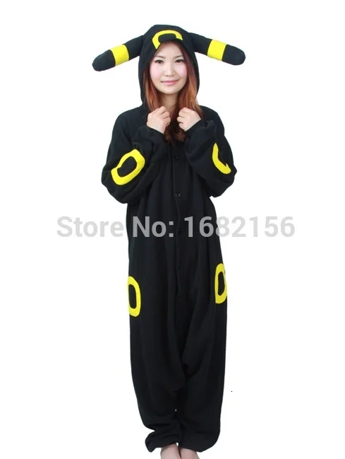 Asphoto Кигуруми Покемон флис Onesie Взрослый Аниме Желтый гром Espeon Umbreon Косплей пижамы женский костюм комбинезон женский Забавный - Цвет: Asphoto