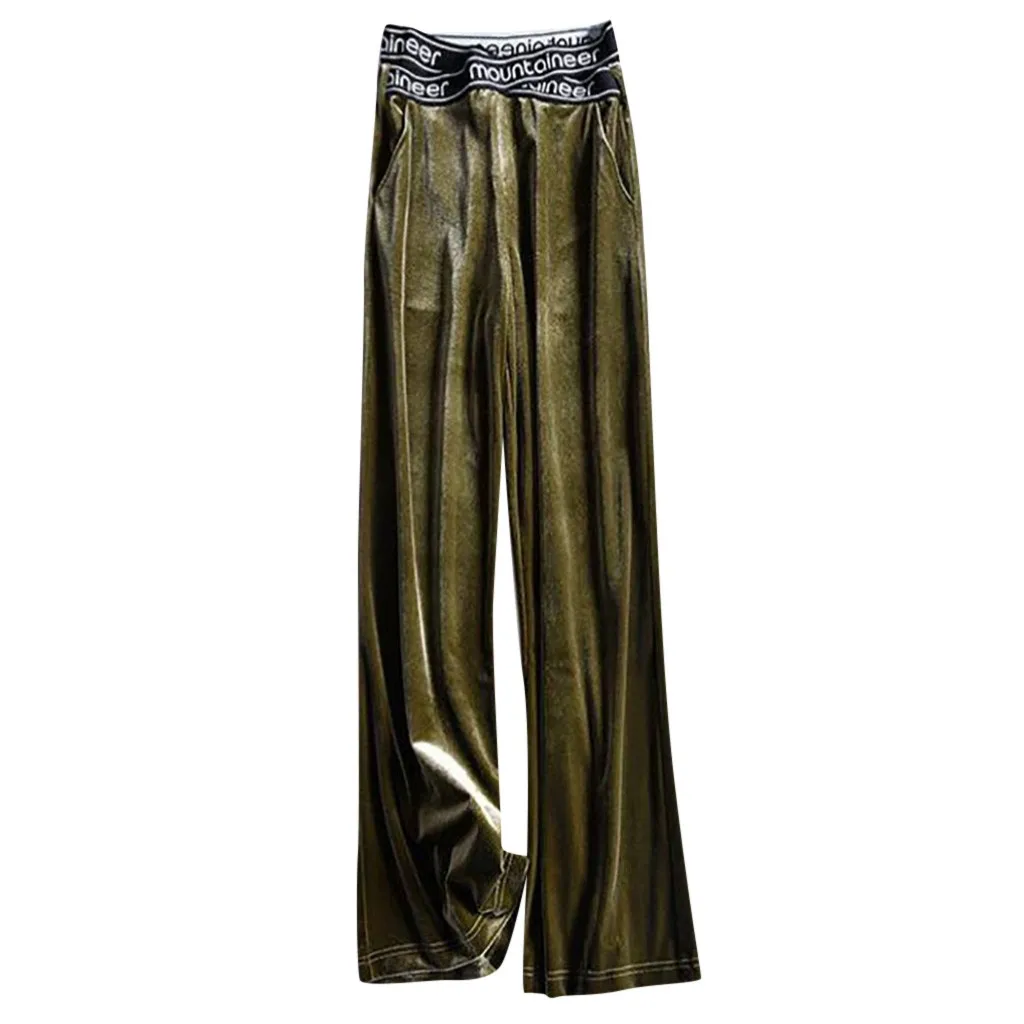Army Green Модные красные Сатиновые женские брюки для отдыха, однотонные свободные брюки, Длинные спортивные штаны для отдыха, теплые брюки, женская повседневная одежда#3 - Цвет: Army Green