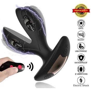 Vibrating Anal Sex Toys Prostate Massager Anal Expander Butt Electric Shock Pulse Plug Dildo Vibrator Adult Sex Soys For Men 2