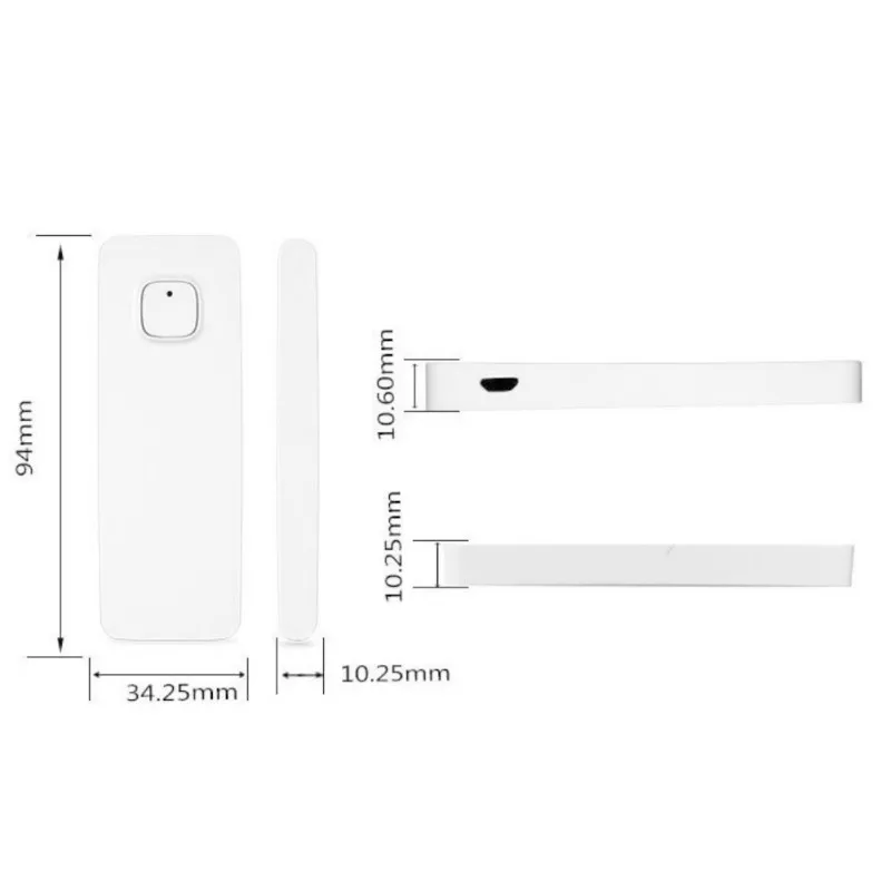Support Chargeable Wireless Smart Door/Window Sensor White Compatible With Highly Assistant No Hub Required