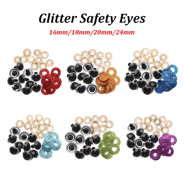 Hot Sale 16/18/20/24mm Findings Stuffed Toys Nonwovens Hard Washer Glitter Safety Eyes Clear Plush Doll Round Plastic 10Pc/Set 1