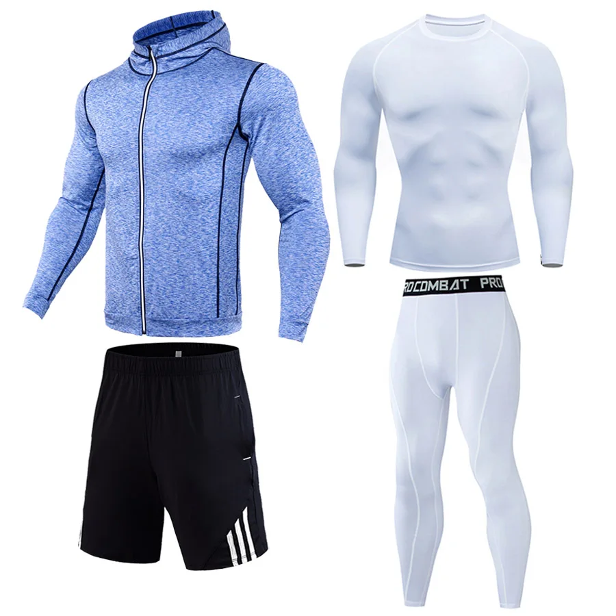 Autumn Winter Sports Compression underwear Jogging suit Sweat Men Gym dry fit t shirt Leggings And tights Hoodie track uniform