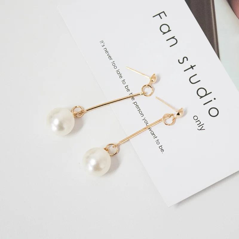 pearl earrings Hot New Fashion Hollow Geometric Quadrilateral Dangling Long Statement Drop Earrings For Women Crystal Jewelry Wholesale - Окраска металла: pearl earrings