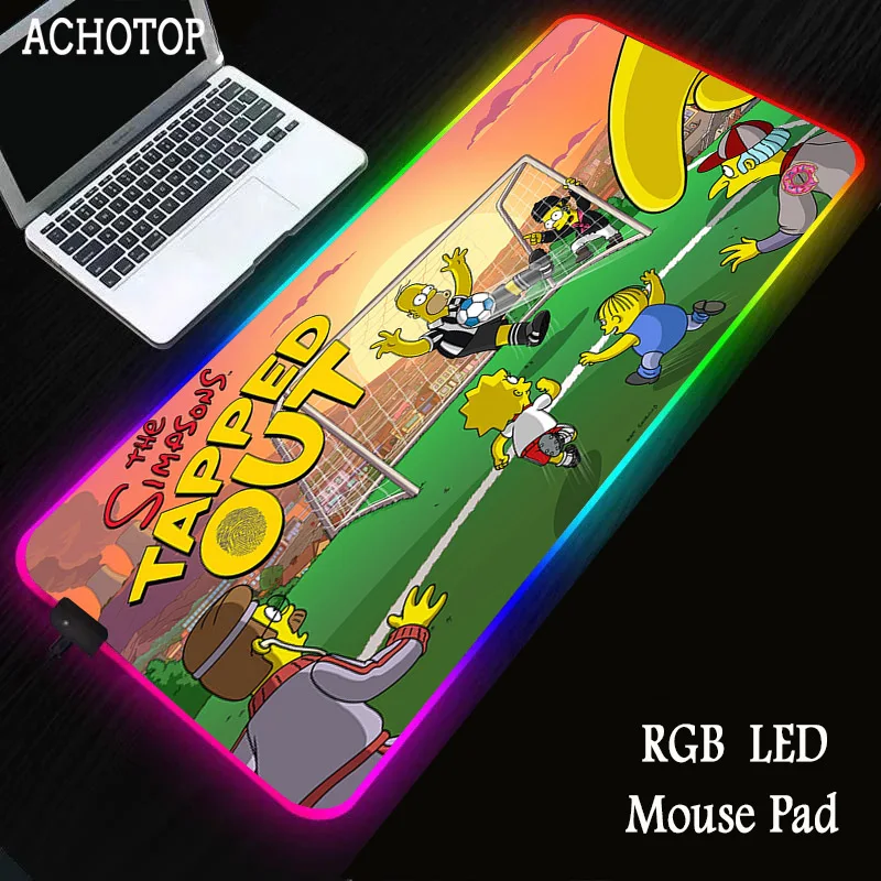 

RGB Mouse Pad Anime Simpson computer keyboard office desktop pad large waterproof LED desk Notebook computer keyboard mouse pad