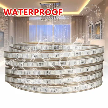 

2/4/6/8/10/15M 220V Outdoor Waterproof LED Strip Light RGB W/EU Plug with remote for roomGarden Kitchen Home Decorative Lamp