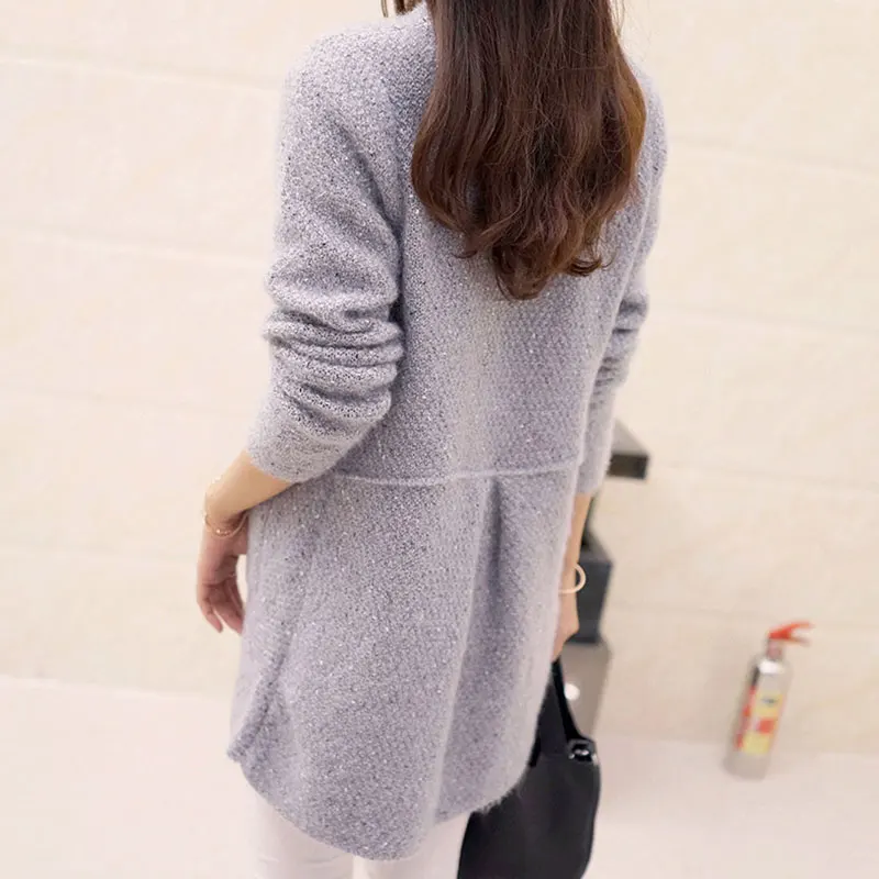 

Winter Warm Cardigan Pockets Women Solid Color Knitted Sweater Tunic New Crochet Ladies Sweaters Outwear Coat Cardigan Plus Size