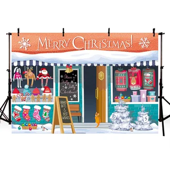 

Mehofond Merry Christmas Backdrop Christmas Decorations Gift Shop Snowflake Bells Baby Photography Backgrounds for Photo Studio