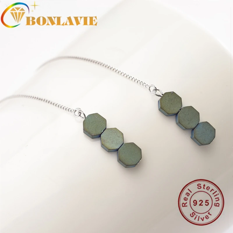 Серьги BONLAVIE из чистого серебра 925 пробы с круглыми деревянными ушными линиями