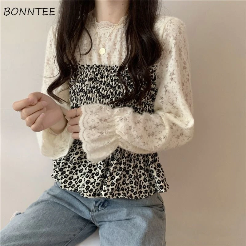 Blusas de verano para mujer, Blusas encantadoras de moda de encaje Blusas Ulzzang diarias que combinan con todo, Blusas de manga acampanada, ropa suave ocio|Blusa| - AliExpress