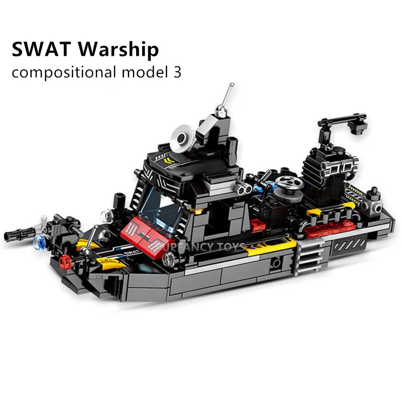 8Pcs lot City Police SWAT Technic Truck Car Boat LegoINGLs Building Blocks Sets Juguetes DIY Bricks 4