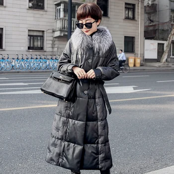 

Real Fox Fur Collar Genuine Leather Jacket Autumn Winter Coat Women Clothes 2020 Korean Vintage Sheepskin Down Coat ZT4930