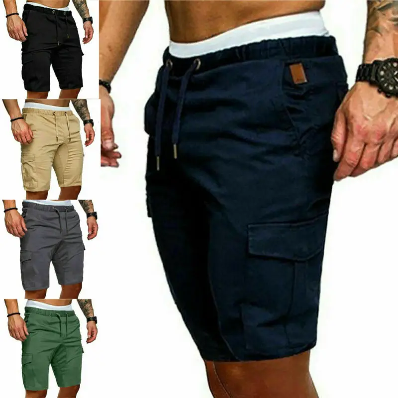 Модные мужские рабочие шорты-карго эластичные летние повседневные армейские брюки