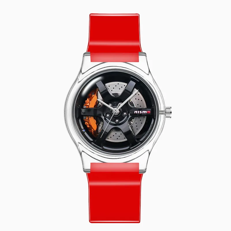 Red FB7100 Recyle Пластиковые Автомобильные наручные часы кварцевые для мужчин t женщин мужчин спортивные часы обода колеса 2D печатных - Цвет: Red