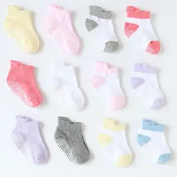 Lot de 6 paires de chaussettes antidérapantes pour bébé,vêtement en coton toute saison, hauteur cheville, fille et garçon en bas âge, 0 — 5 ans, 