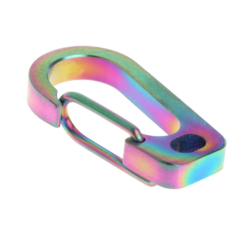 

Titanium Alloy Carabiner Keychain Spring Flat Hole D Flashlight Buckle EDC Tool