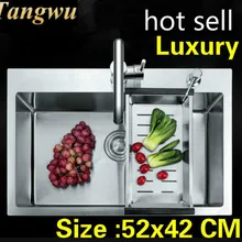 Квартира роскошная кухня ручная раковина одинарная мойка прочная 304 Нержавеющая сталь Стандарт Горячая 52x42 см