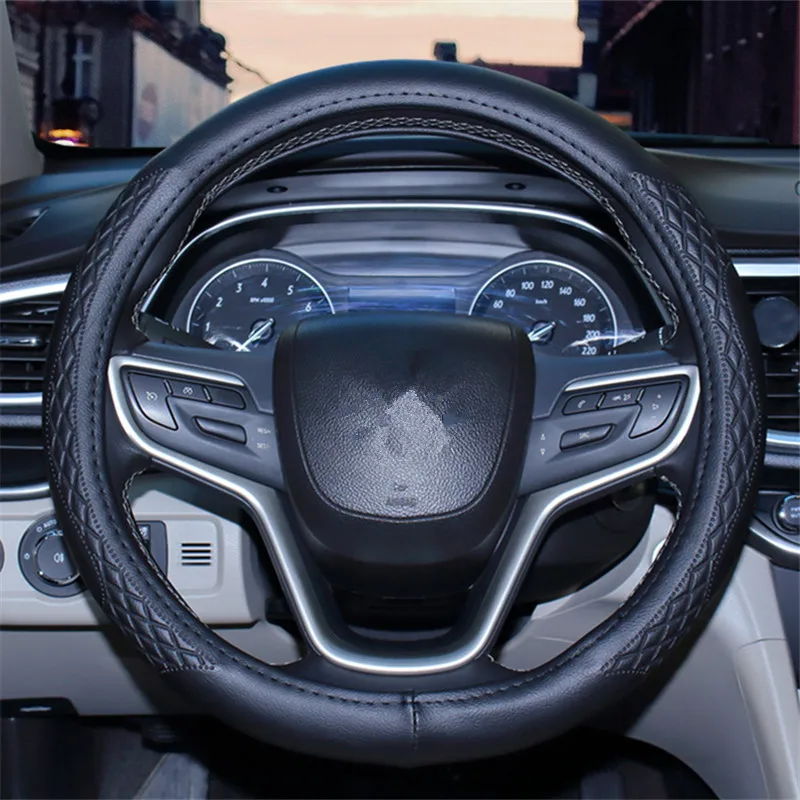 Автомобильный чехол на руль, автомобильный чехол на рукоятку, четыре сезона, Универсальный руль, набор, тисненый кожаный чехол, Автомобильные украшения