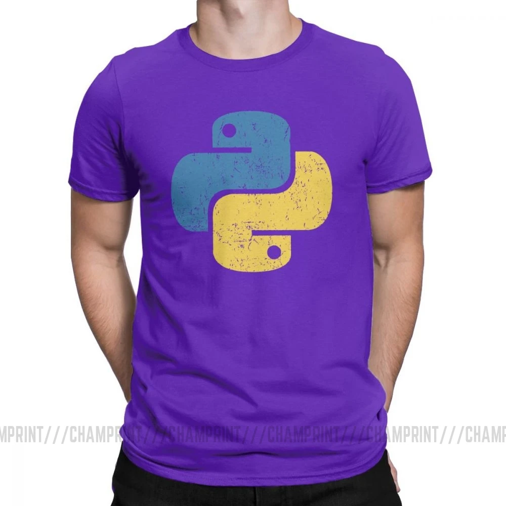 Винтажная Мужская футболка с питоном, хлопковая Футболка с круглым вырезом, футболка для программиста, программиста, разработчика, одежда размера плюс - Цвет: Фиолетовый