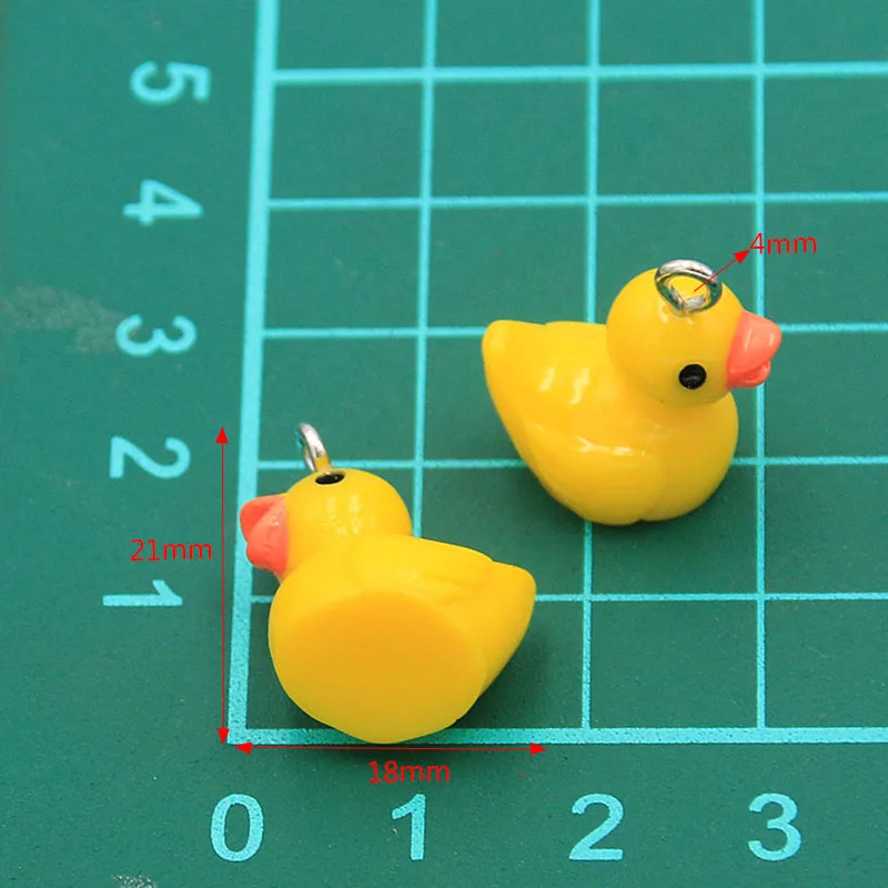 10Pcs 18X21MM Cute 5 Color Duck Resin Earring Charms Diy Findings Kawaii 3D Phone Keychain Bracelets Pendant For Jewelry Making
