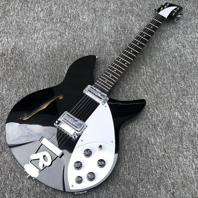 

2019 Custom Shop,6 string 360 electric guitar,selector switch,black body with F hole,Semi-hollow electric guitar free shipping