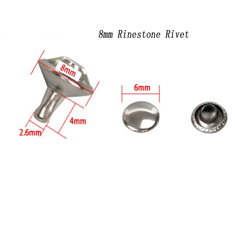 100 наборов разноцветные 6 мм/8 мм кристаллы заклепки из горного хрусталя Алмазные шпильки для кожевенного ремесла DIY заклепки для кожи