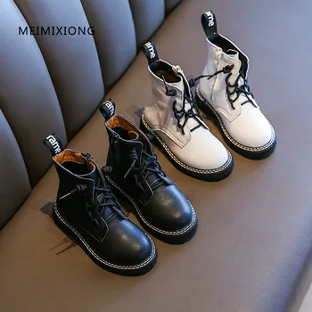 

Girls Boots 2020 New Autumn winter Genuine leather Boys Boots Ankle Waterproof Kids fur Martin Boots Fashion Children's Shoes