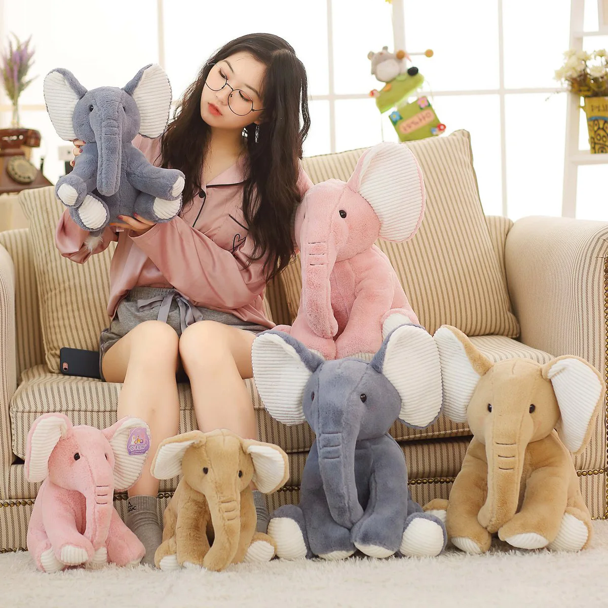 

For a Girlfriend Holiday Gifts Elephant Plush Toy a Generation of Fat Sitting Elephant Doll Gigi like Doll