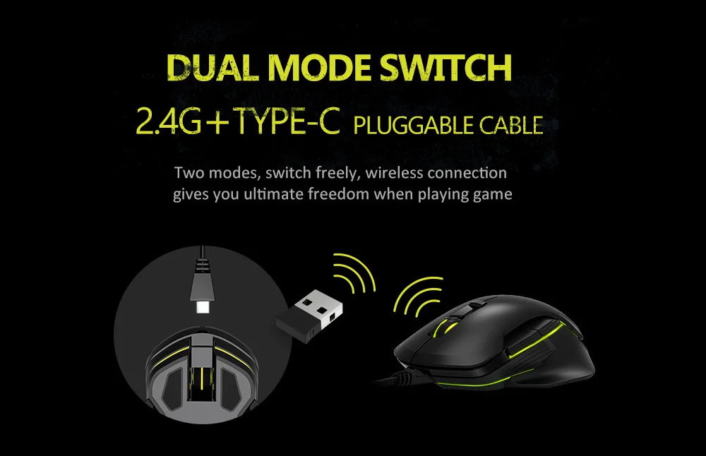 Delix M627 Mouse PMW3389 Sensor Conductor + Wireless RGB Game Mouse 8 Button 1600 DPI Left and Right Arm and DIY Flank