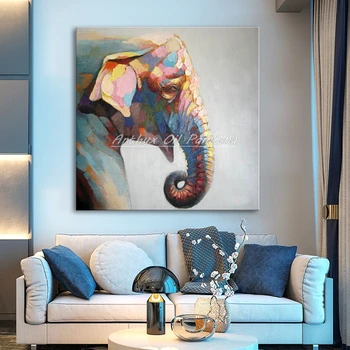 

Arthyx Paintings Modern Decorative Art Hand Painted Elephant Animals Oil Painting On Canvas Living Room Home Decor Wall Pictures