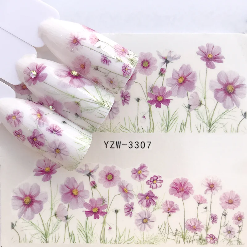 

1 Sheet Simple Flowers Designs Water Decals Nail Art Stickers Christmas Series Watermark Transfer Nail Slider Wraps
