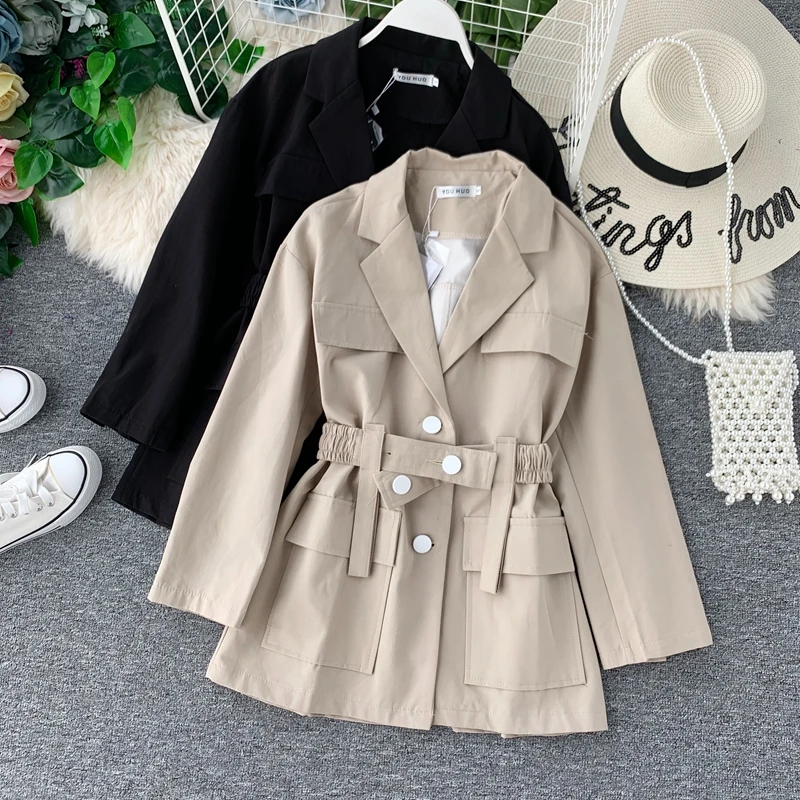 Gagarich Женская куртка осень новая тонкая однотонная модная Корейская версия с длинным рукавом Элегантная женская верхняя одежда пальто