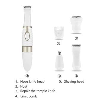 

4 in 1 Electric Lady Shaver Painless Hair Removal Epilator Shaving Machine Beard Eyebrow Nose Trimmer Body Bikini Women Razor