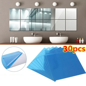 

30Pc Mirror Wall Sticker Decal Self-Adhesive Tile Mirror Sticker 3D Mirror Wall Artist Home Decoration Wall Sticker