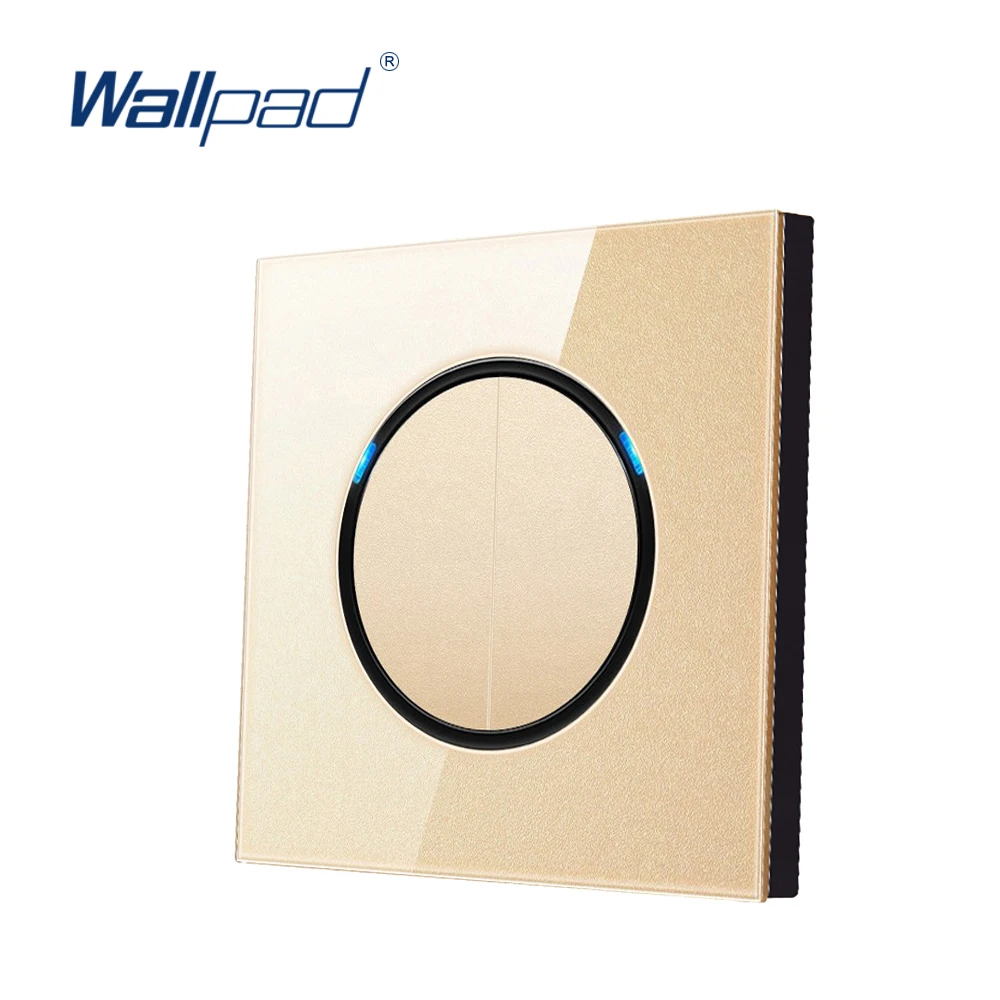 Wallpad настенный светильник с 2 бандами, 2 способа случайного щелчка, светодиодный индикатор, Золотая Хрустальная стеклянная панель для дома