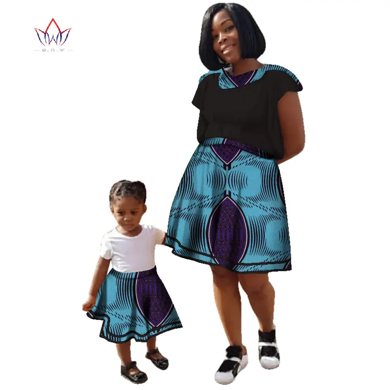 

Summer Family Matching Clothes Brand Mother And Daughter Regular Cotton Fabric Traditional African Dashiki Clothing 7xl WY2916