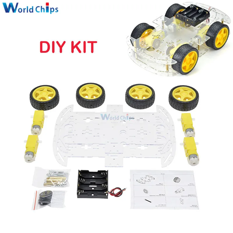 

diymore diy Smart Car Kit 4WD Smart Robot Car Chassis Kits Car With Speed Encoder and Battery Box for Arduino Diy electronic Kit