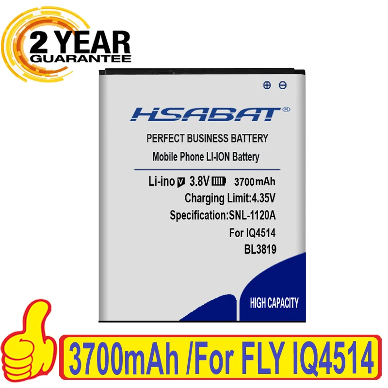 Аккумулятор HSABAT 3700 мАч BL3819 для FLY ( Fly ) IQ4514 Quad EVO Tech 4 | Мобильные телефоны и