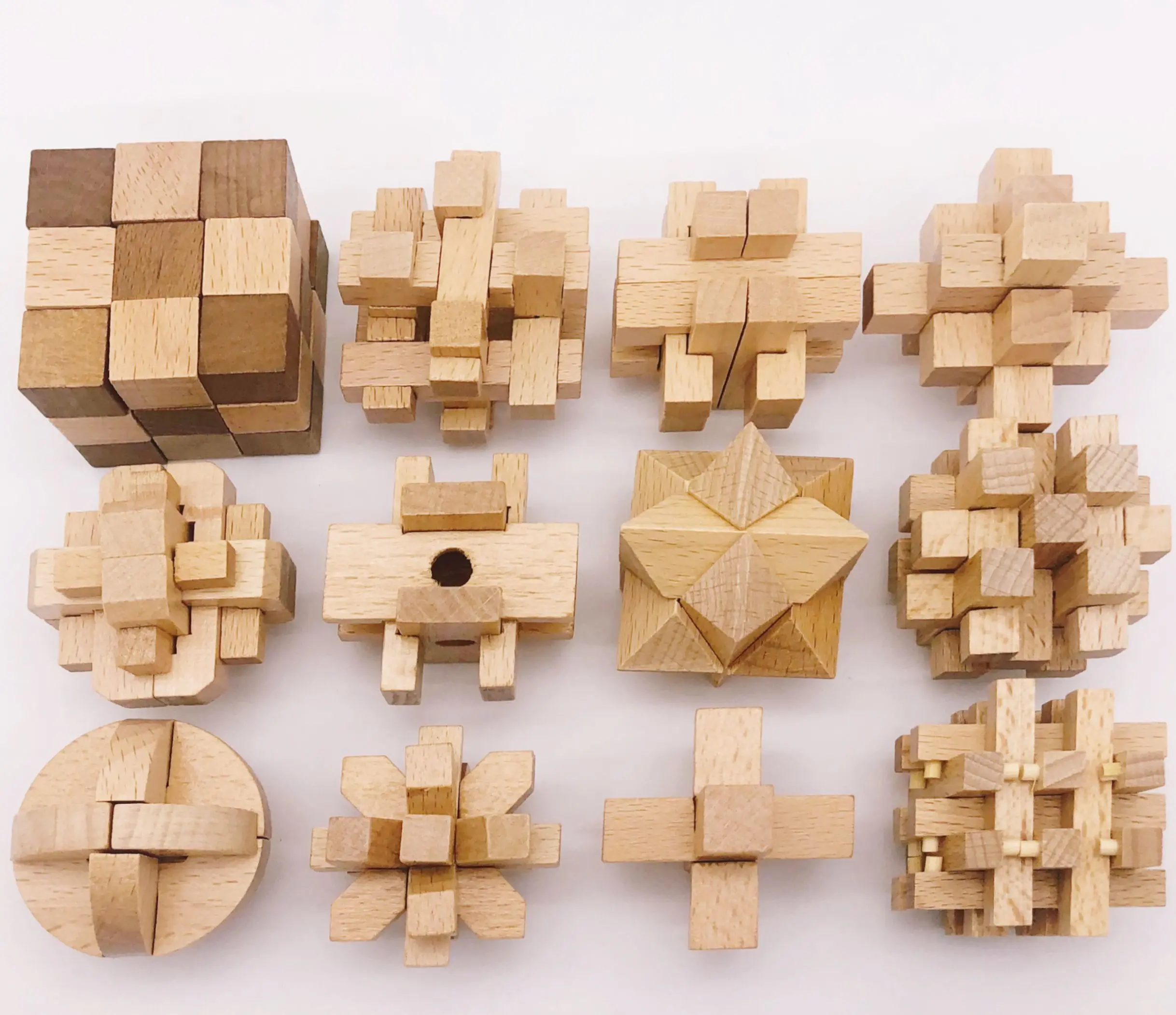 6PCS/12PCS per Set IQ Educational Wooden Interlocking Puzzles Game Gift for  Adults Children