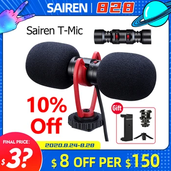 

Sairen T-MIC Condenser Microphone 3.5mm Dual Head Mini Wireless Audio Mic Recording for Camera on Smartphone YouTube vs RODE