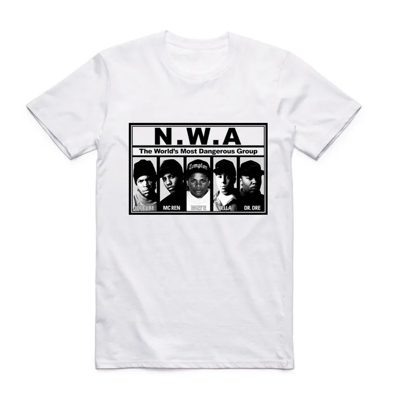 Camiseta con estampado N.W.A para hombre, Camisa lisa de Outta Compton, cuello redondo, manga corta, NWA, Hip-Hop, ropa informal de moda, Verano