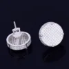 14MM Gold Color Big Round Stud Earring AAAA Cubic Zircon Screw Back Men's Earrings Fashion Hip Hop Jewelry 3