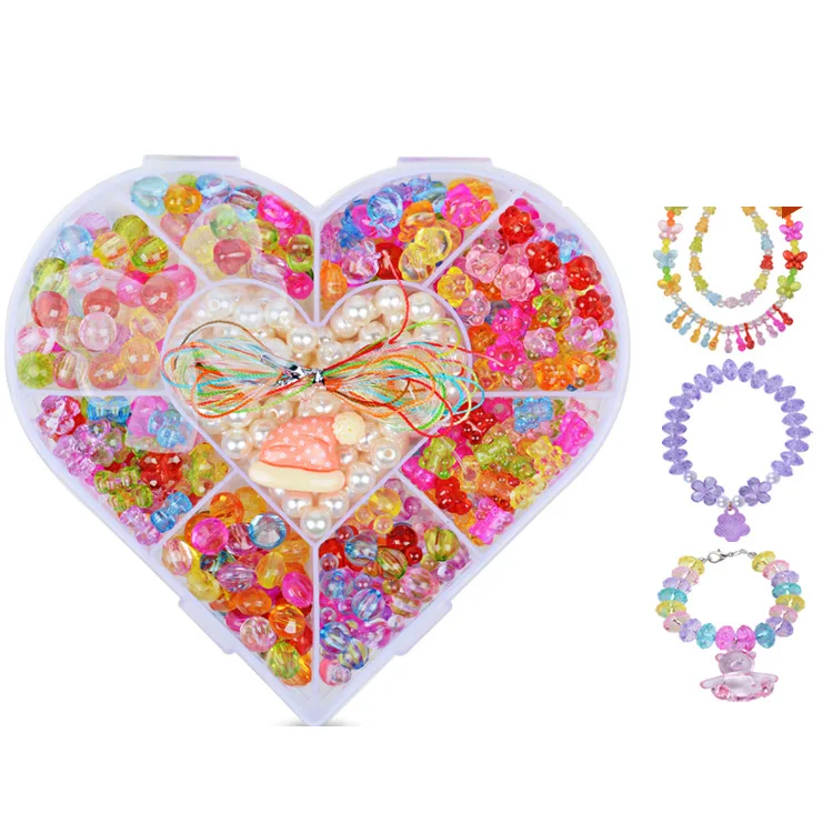 

Heart Nine Grid Child Bead Toy DIY Hand-made GIRL'S Wear Necklace Bracelets Beads Educational Toy