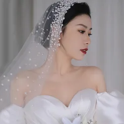 Bridal Veils Blusher Veils Beaded Veils Handmade Mid-length Wedding Accessory Wedding Photo Studio Accessories  TS002