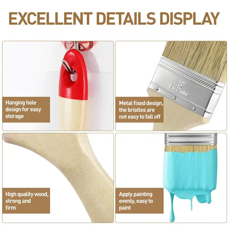 Bristle Paint Brushes Set Solid Wood Stain Artist Oil Watercolor Brushes Wall Paint By Number painting brushes blending brush