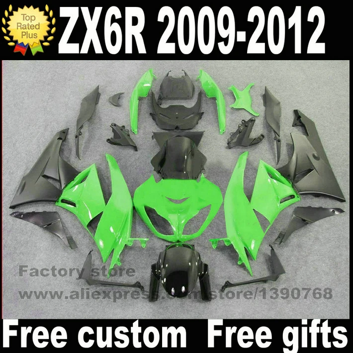Высокое качество Обтекатели набор для Kawasaki ZX6R 2009 2010 2011 2012 матовый черный зеленый