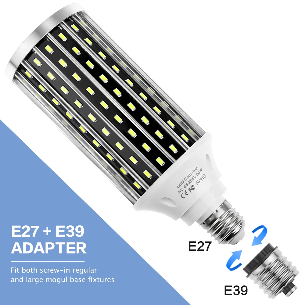 50W LED Bulb E27 LED Lamp Corn Bulb 220V LED Light 110V E39 Lampada Garage Light SMD 5730 High Lumen Warehouse Basement Lighting 50W LED Bulb E27 LED Lamp Corn Bulb 220V LED Light 110V E39 Lampada Garage Light SMD 5730 High Lumen Warehouse Basement Lighting