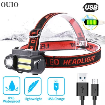 

4000LM Portable Mini LED Headlamp COB Work Light Multi Modes Waterproof Headlight Use 18650 Battery Night Camp