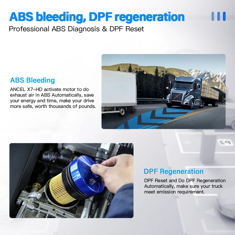 ANCEL X7 HD OBD2 Diagnostic Tool Full System Code Reader ABS Oil Reset SAS DPF 12V Cars 24V Heavy Duty Truck Auto Scanner Tools
