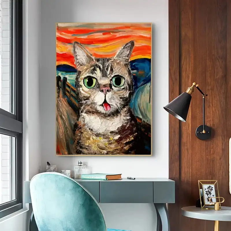悲鳴有名な絵画脂肪猫アートキャンバス絵画ポスターやプリントウォール 